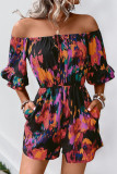 One Shoulder Five Quarter Sleeve Tie Dye Printed Jumpsuit