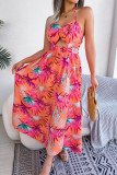 Flower Print Sleeveless Hollow Suspender Dress