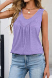 Solid Color Pleated V-neck Sleeveless Vest