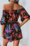 One Shoulder Five Quarter Sleeve Tie Dye Printed Jumpsuit