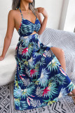 Flower Print Sleeveless Hollow Suspender Dress