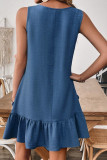 Lotus Leaf Edge Sleeveless Solid Color Dress
