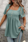 Solid Color Short Sleeved Square Neck T-shirt