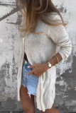 V-neck Solid Color Single Breasted Cardigan