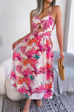 Flower Print Sleeveless Hollow Suspender Dress