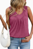 Solid Color Pleated V-neck Sleeveless Vest