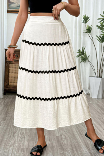 Elastic Waist Contrasting Half Skirt