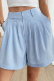 Solid Color Casual Suit Wide Leg Shorts
