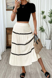 Elastic Waist Contrasting Half Skirt
