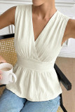 V-neck Sleeveless Backless Waist Cinched Vest