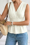 V-neck Sleeveless Backless Waist Cinched Vest