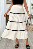Elastic Waist Contrasting Half Skirt
