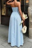Deep V-neck Striped Backless Sleeveless Dress