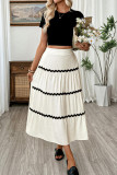 Elastic Waist Contrasting Half Skirt