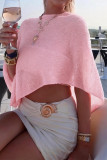 Solid Color Knitted Semi Transparent Shawl Shirt
