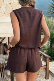 Solid Color Sleeveless Vest Shorts Two-piece Set