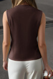 Round Neck Sleeveless Solid Color Knitted Vest