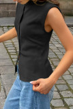 Round Neck Sleeveless Solid Color Knitted Vest