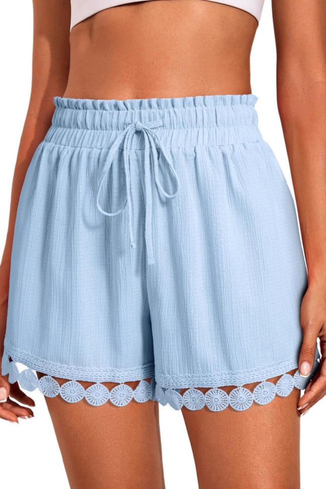  Lace Beach Loose Elastic Waist Shorts