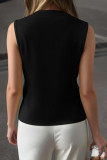 Round Neck Sleeveless Solid Color Knitted Vest