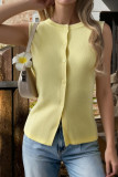 Round Neck Sleeveless Solid Color Knitted Vest