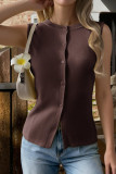Round Neck Sleeveless Solid Color Knitted Vest