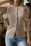 Round Neck Sleeveless Solid Color Knitted Vest