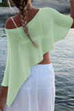 Solid Color Knitted Semi Transparent Shawl Shirt
