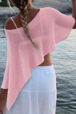 Solid Color Knitted Semi Transparent Shawl Shirt