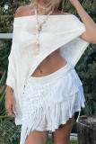 Solid Color Knitted Semi Transparent Shawl Shirt