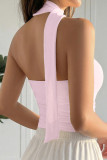 Solid Color Scarf and Strapless Vest
