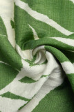 High Waisted Strapless Green Leaf Printed Jumpsuit