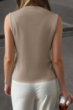 Round Neck Sleeveless Solid Color Knitted Vest