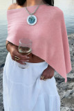 Solid Color Knitted Semi Transparent Shawl Shirt