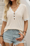 V-neck Lace Short Sleeved Shirt