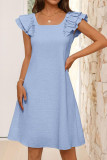 Lotus Sleeve Butterfly Knot U-Neck Dress