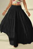 Solid Color High Elastic Waist Skirt