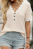 V-neck Lace Short Sleeved Shirt