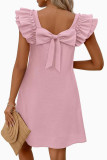 Lotus Sleeve Butterfly Knot U-Neck Dress