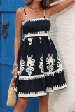 Ethnic Vacation Style Camisole Waist Cinching Dress