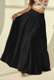 Solid Color High Elastic Waist Skirt