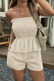Solid Color Strapless Shirt Shorts 2-piece Set
