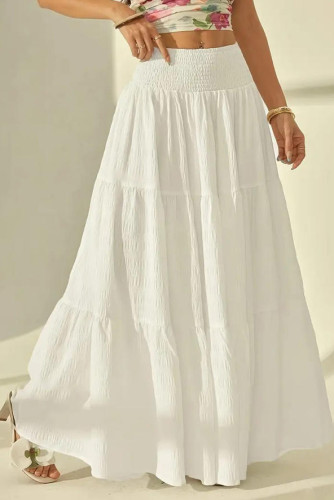 Solid Color High Elastic Waist Skirt
