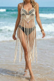 Sequin Fringe Sleeveless Suspender Bikini Smock