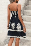 Ethnic Vacation Style Camisole Waist Cinching Dress