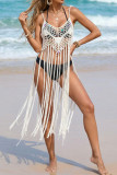 Sequin Fringe Sleeveless Suspender Bikini Smock