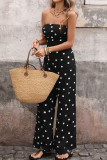Retro Polka Dot Sleeveless Strapless Jumpsuit