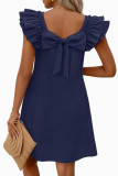 Lotus Sleeve Butterfly Knot U-Neck Dress