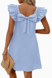 Lotus Sleeve Butterfly Knot U-Neck Dress