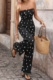 Retro Polka Dot Sleeveless Strapless Jumpsuit